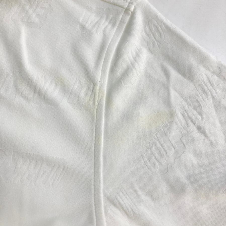 サイズ：46 MARK&amp;LONA マークアンドロナ  半袖ポロシャツ ロゴ総柄 ホワイト系 [240101469275] ゴルフウェア メンズ ストスト MARK&LONA マークアンドロナ 半袖ポロシャツ ロゴ総柄 ホワイト