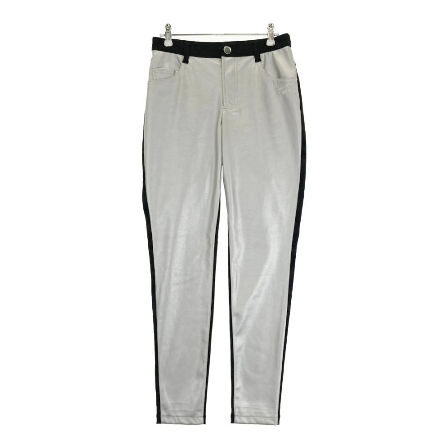 サイズ：1 DANCE WITH DRAGON ダンスウィズドラゴン 2024年モデル 合皮 ストレッチパンツ  シルバー系 [240101469870] ゴルフウェア レディース ストスト DANCE WITH DRAGON ダンスウィズドラゴン 2024年モデル 合皮