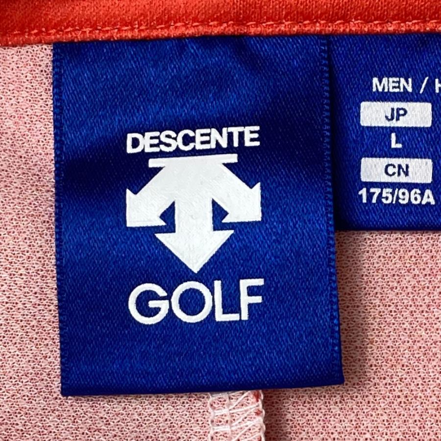 DESCENTE GOLF デサントゴルフ 半袖ポロシャツ ロゴ柄 オレンジ系 L
