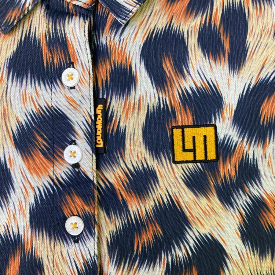 サイズ：LL LOUD MOUTH ラウドマウス  半袖ポロシャツ ファジーレオパード柄 オレンジ系 [240101470723] ゴルフウェア レディース ストスト LOUD MOUTH ラウドマウス 半袖ポロシャツ ファジーレオパード柄