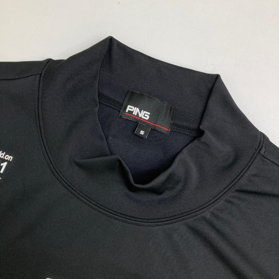 サイズ：LL PING ピン 2025年モデル ハイネック 半袖Tシャツ  ブラック系 [240101428216] ゴルフウェア メンズ ストスト PING ピン ハイネック 半袖Tシャツ ブラック系 S ゴルフウェア