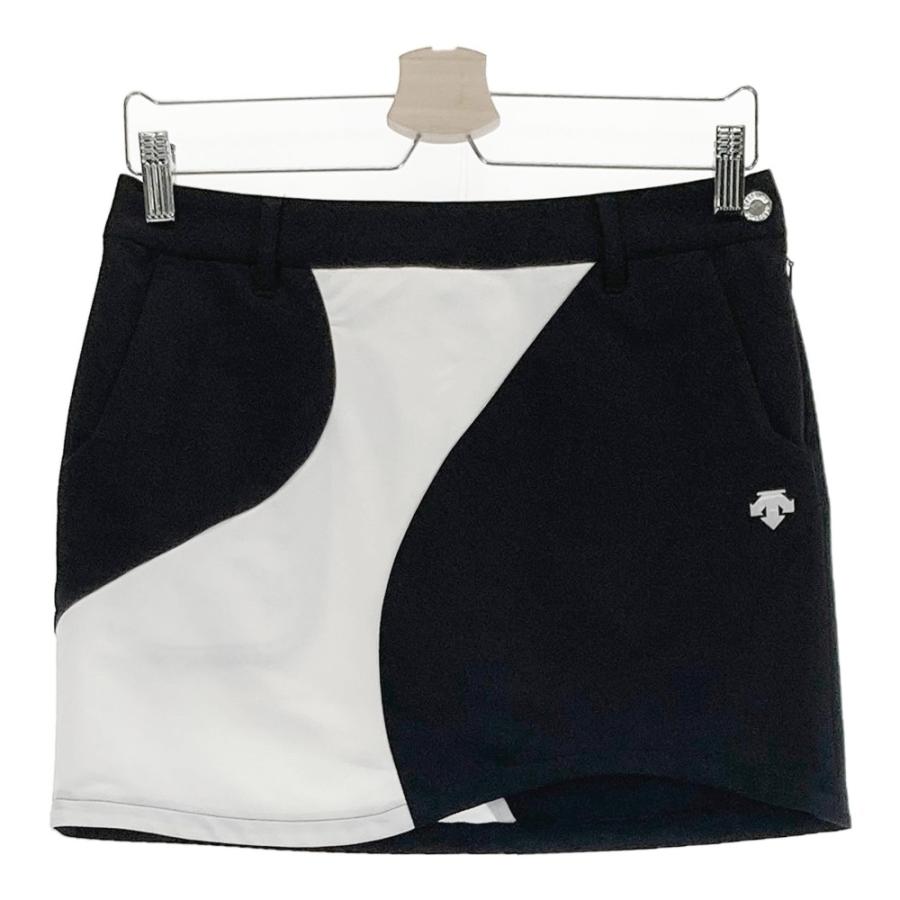 DESCENTE GOLF スカート M ブラック デサントゴルフ】美品♡スカート フレア 裾ロゴ ブラック M