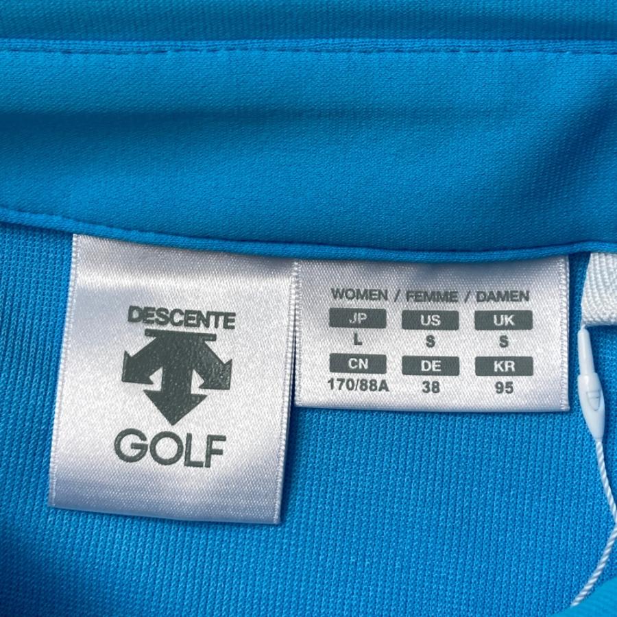 サイズ：L DESCENTE GOLF デサントゴルフ  ノースリーブポロシャツ  ブルー系 [240101471611] ゴルフウェア レディース ストスト 新品】DESCENTE GOLF デサントゴルフ ノースリーブポロシャツ ブルー系
