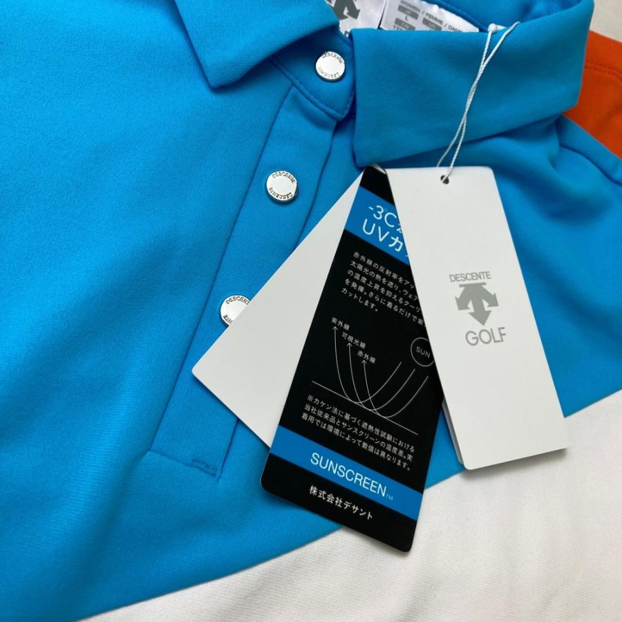サイズ：L DESCENTE GOLF デサントゴルフ  ノースリーブポロシャツ  ブルー系 [240101471611] ゴルフウェア レディース ストスト 新品】DESCENTE GOLF デサントゴルフ ノースリーブポロシャツ ブルー系