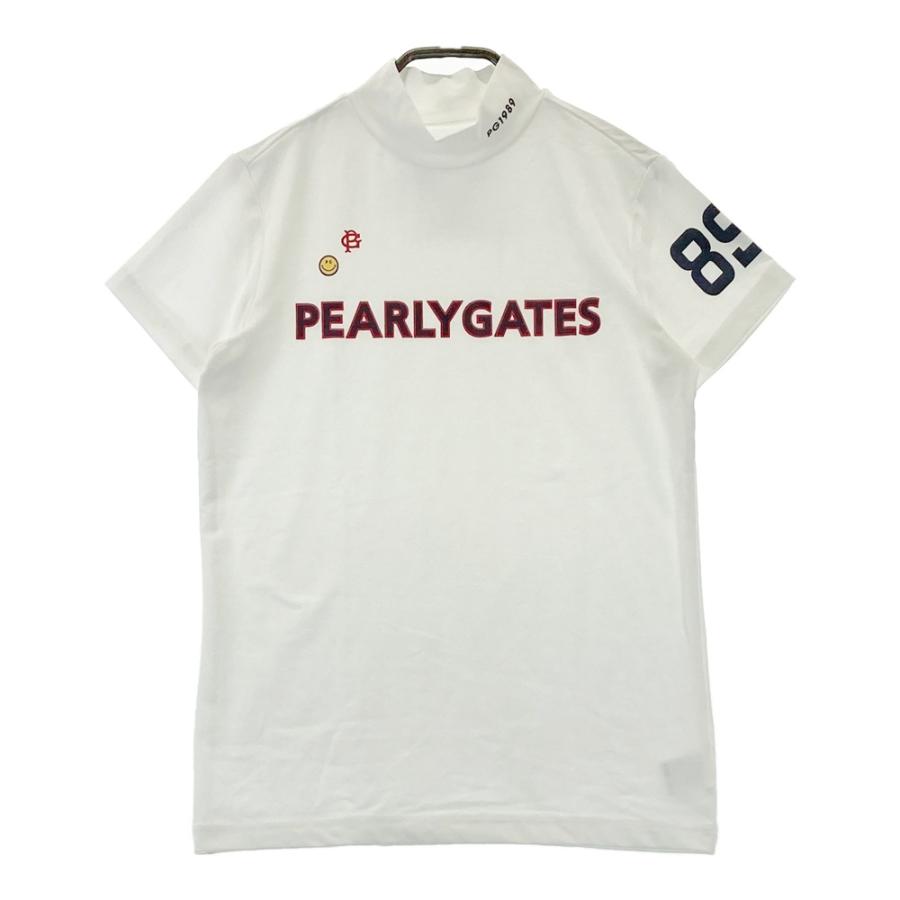 サイズ：0 PEARLY GATES パーリーゲイツ  半袖ハイネックTシャツ  ホワイト系 [240101433456] ゴルフウェア レディース ストスト PEARLY GATES パーリーゲイツ 半袖ハイネックTシャツ ホワイト系