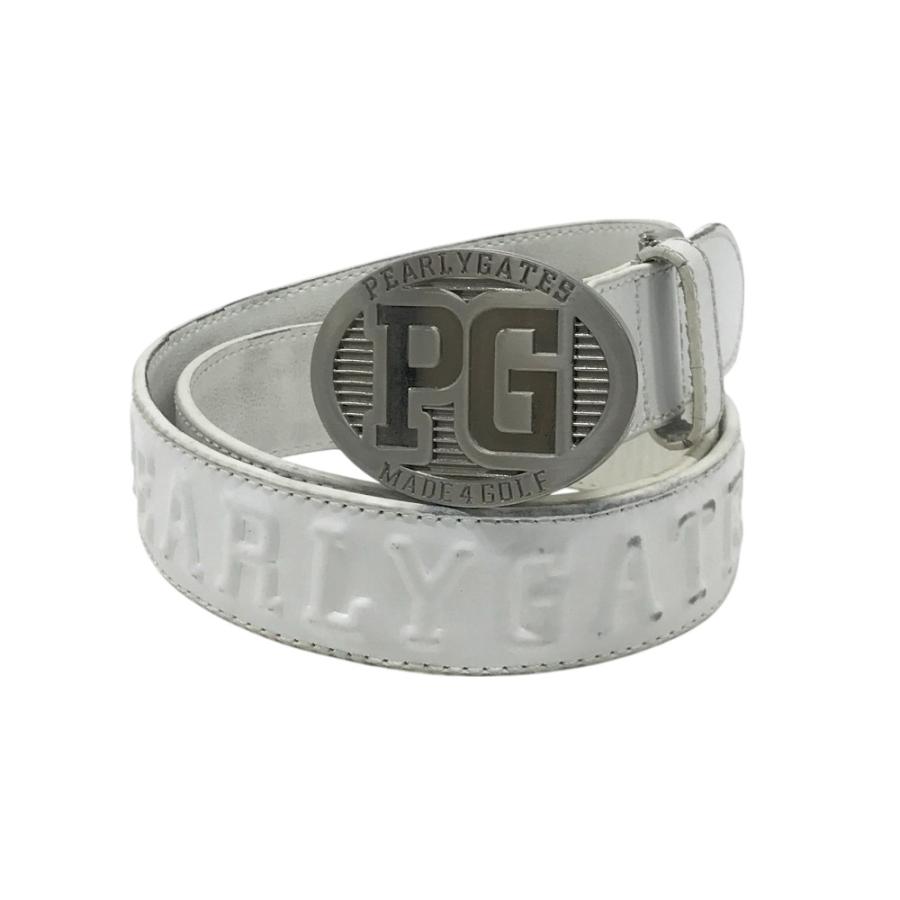 【未使用品】PEARLY GATES GOLF ベルト ホワイト 総文字柄 PEARLY GATES パーリーゲイツ ロゴバックル ベルト 総柄
