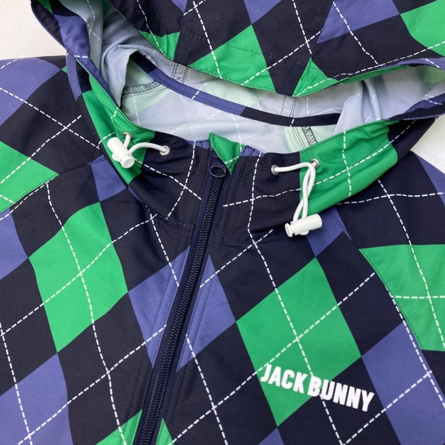 サイズ：1 JACK BUNNY ジャックバニー  フード付 ジップジャケット 総柄 ブラック系 [240101472521] ゴルフウェア レディース ストスト JACK BUNNY ジャックバニー フード付 ジップジャケット 総柄