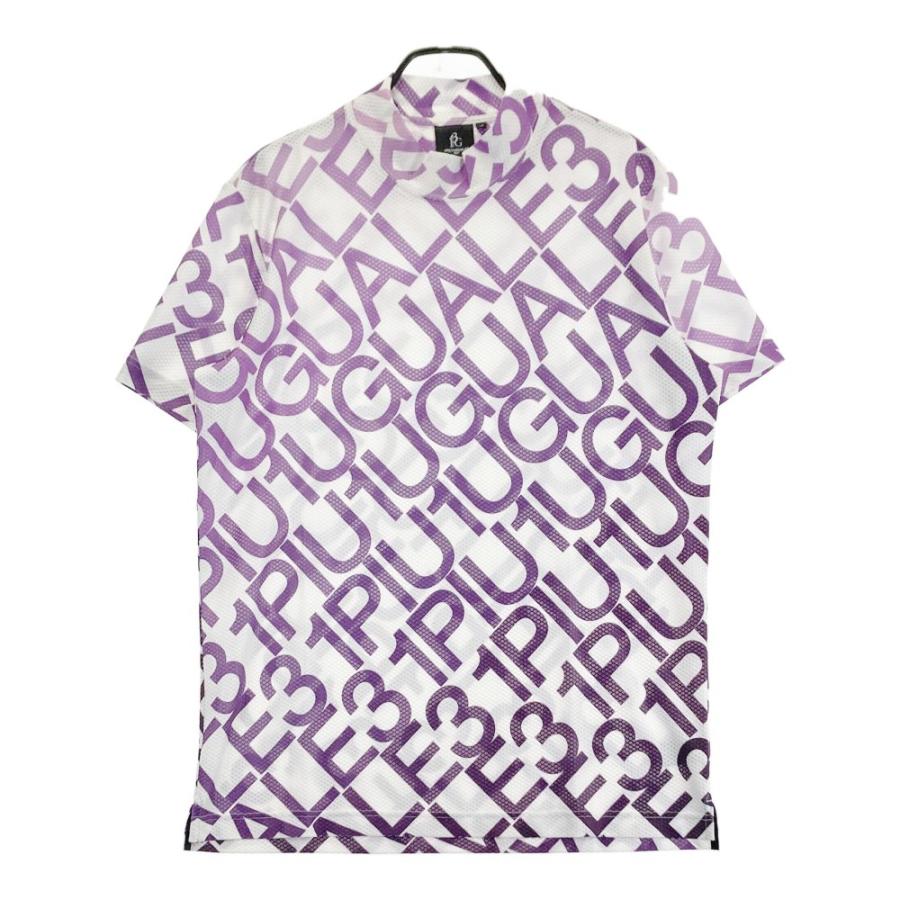サイズ：6 1PIU1UGUALE3 GOLF GRT120 半袖モックネックTシャツ 総柄 ホワイト系 [240101472634] ゴルフウェア メンズ ストスト 1PIU1UGUALE3 GOLF GRT120 半袖モックネックTシャツ 総柄