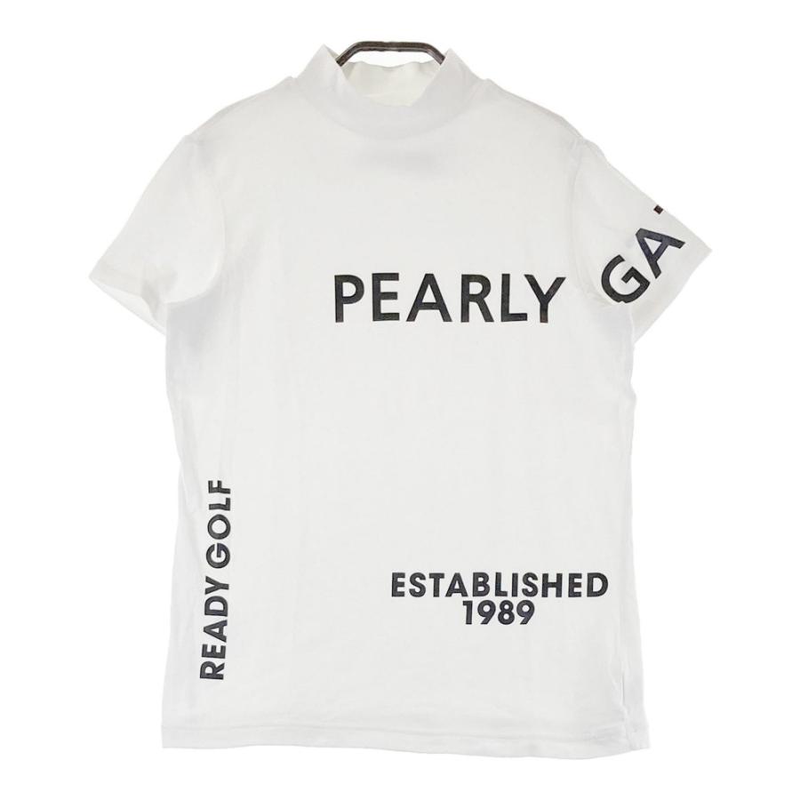 サイズ：2 PEARLY GATES パーリーゲイツ 2023年モデル ハイネック 半袖Tシャツ  ホワイト系 [240101479122] ゴルフウェア レディース ストスト PEARLY GATES パーリーゲイツ ハイネック 半袖Tシャツ ホワイト
