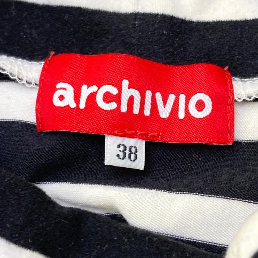 アルチビオ archivio 長袖シャツ ボーダー柄 カットソー 38 ARCHIVIO アルチビオ ハイネック 長袖Tシャツ ボーダー柄