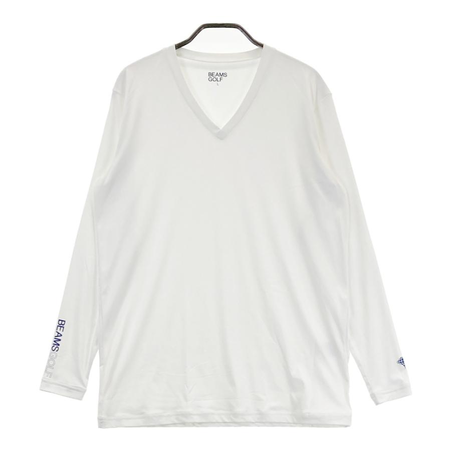 サイズ：L BEAMS GOLF ビームスゴルフ 2024年モデル Vネック 長袖インナーTシャツ  ホワイト系 [240101474782] ゴルフウェア メンズ ストスト BEAMS GOLF ビームスゴルフ 2024年モデル Vネック 長袖インナーTシャツ