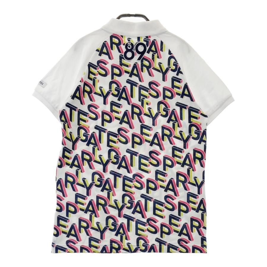 【新品】PEARLY GATES パーリーゲイツ 055-1160308 半袖ポロシャツ ロゴ総柄 ホワイト系 1 ゴルフウェア レディースの画像