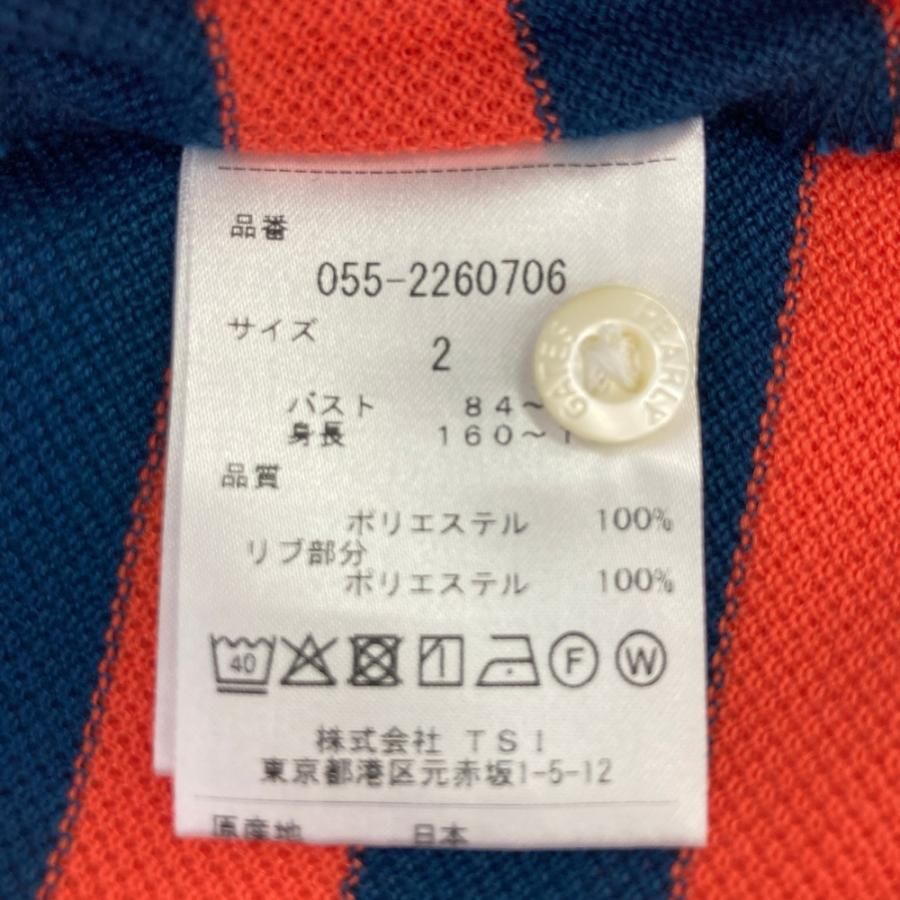 【新品】PEARLY GATES パーリーゲイツ 055-2260706 半袖ポロシャツ ワッペン ボーダー柄 オレンジ系 2 ゴルフウェア レディースの画像