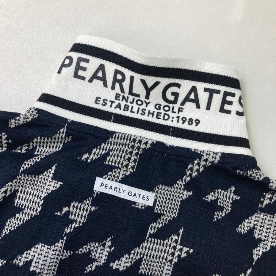 【新品】PEARLY GATES パーリーゲイツ 055-2260906 半袖ポロシャツ 千鳥柄 ネイビー系 1 ゴルフウェア レディースの画像