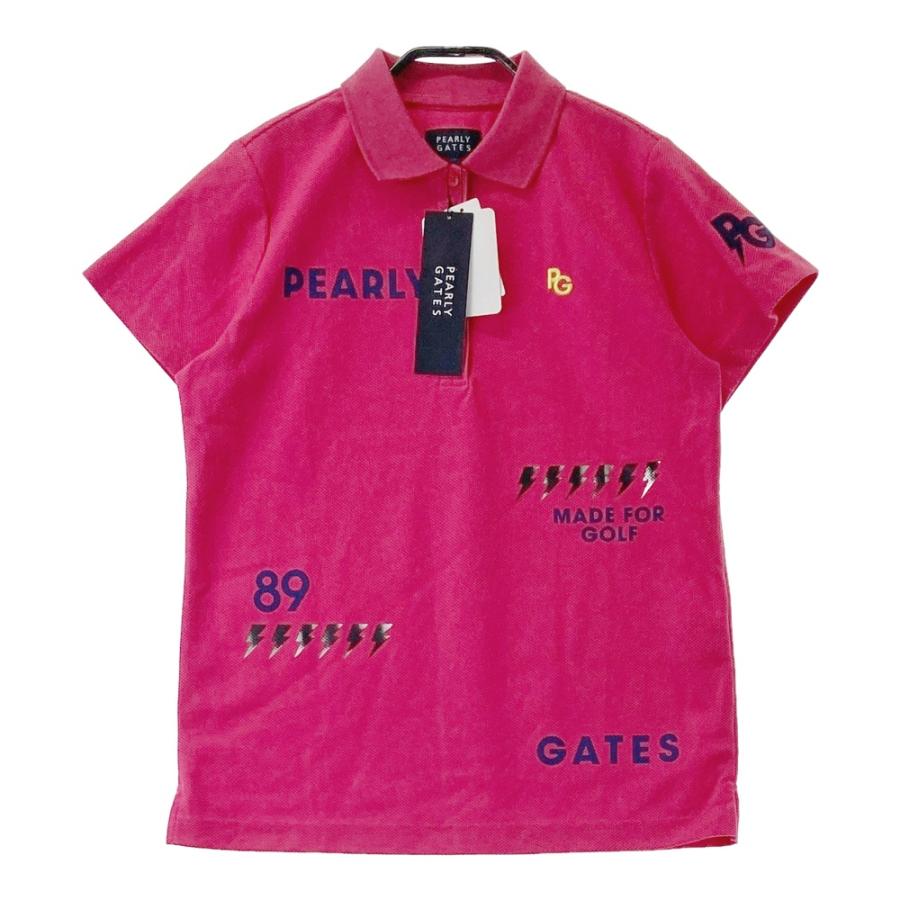 サイズ：1 PEARLY GATES パーリーゲイツ 055-2260606 半袖ポロシャツ ロゴプリント  ピンク系 [240101475355] ゴルフウェア レディース ストスト 新品】PEARLY GATES パーリーゲイツ 055-2260606 半袖ポロシャツ ロゴ