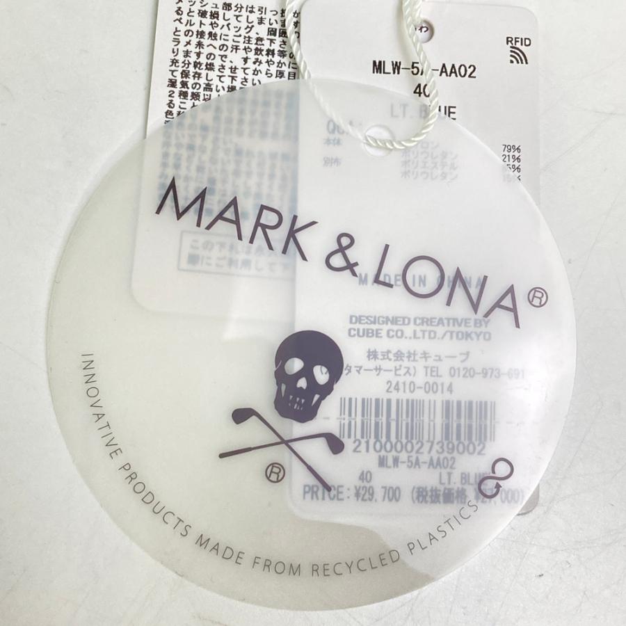 サイズ：M MARK&amp;LONA マークアンドロナ  ハイネック 長袖Tシャツ 起毛 スカル  ホワイト系 [240101495070] ゴルフウェア メンズ ストスト 超美品】マークアンドロナ 長袖ハイネックシャツ グレー×ピンク