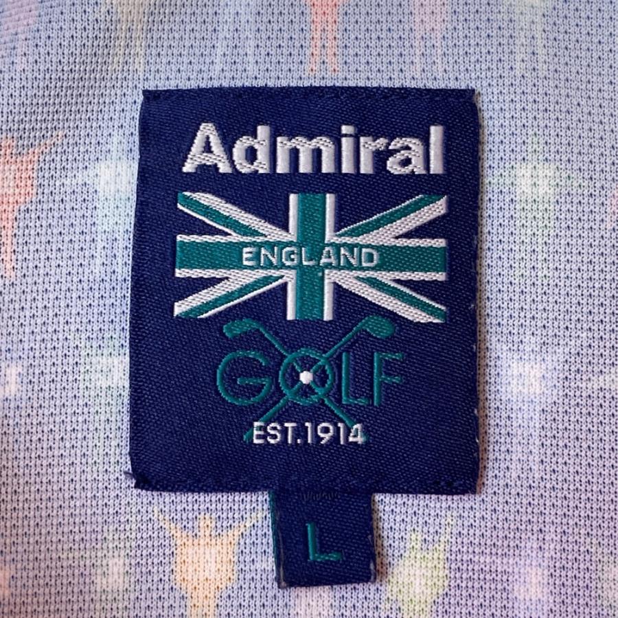サイズ：L ADMIRAL アドミラル  半袖ポロシャツ プリント 総柄 ネイビー系 [240101430965] ゴルフウェア メンズ ストスト ADMIRAL アドミラル 半袖ポロシャツ 総柄 ネイビー系 L ゴルフ