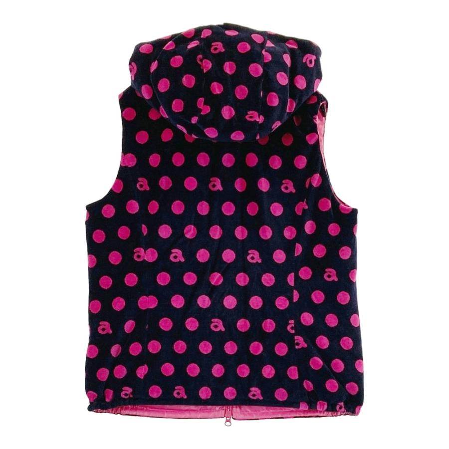 ARCHIVIO アルチビオ フード付 ダウン ジップベスト ドット柄 ネイビー