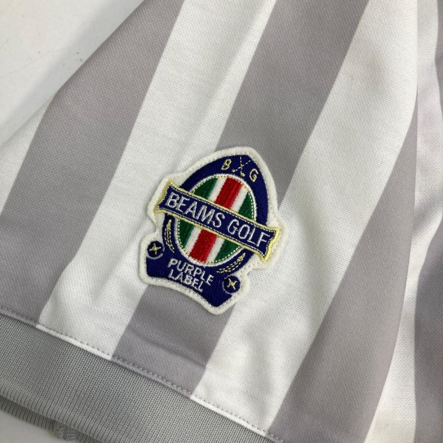 サイズ：XL BEAMS GOLF ビームスゴルフ  半袖ポロシャツ ストライプ柄 グレー系 [240101476985] ゴルフウェア メンズ ストスト BEAMS GOLF ビームスゴルフ 半袖ポロシャツ ストライプ柄 グレー