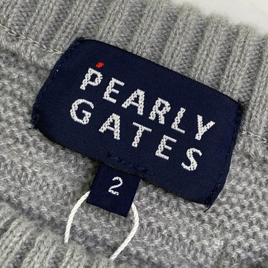 サイズ：2 PEARLY GATES パーリーゲイツ  ウール混 ニットセーター 星柄 グレー系 [240101477119] ゴルフウェア レディース ストスト 美品】PEARLY GATES パーリーゲイツ ウール混 ニットセーター 星