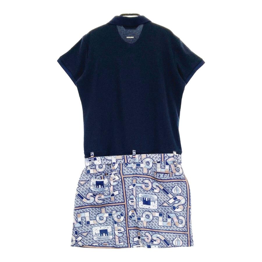 【新品】and per se アンパスィ　ワンピース　半袖　ゴルフ　ロゴ　柄　M 新品】and per se アンパスィ ワンピース 半袖 ゴルフ ロゴ 柄 M