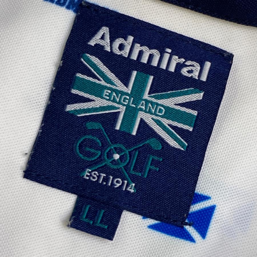 サイズ：M ADMIRAL アドミラル  長袖ポロシャツ ボタンダウン 総柄 ホワイト系 [240101474320] ゴルフウェア メンズ ストスト ADMIRAL アドミラル 長袖ポロシャツ ボタンダウン 総柄 ホワイト
