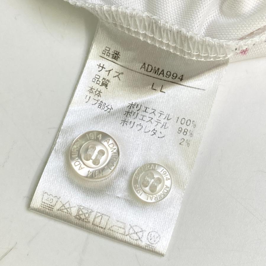 ADMIRAL アドミラル ボタンダウン 長袖ポロシャツ 総柄 ホワイト