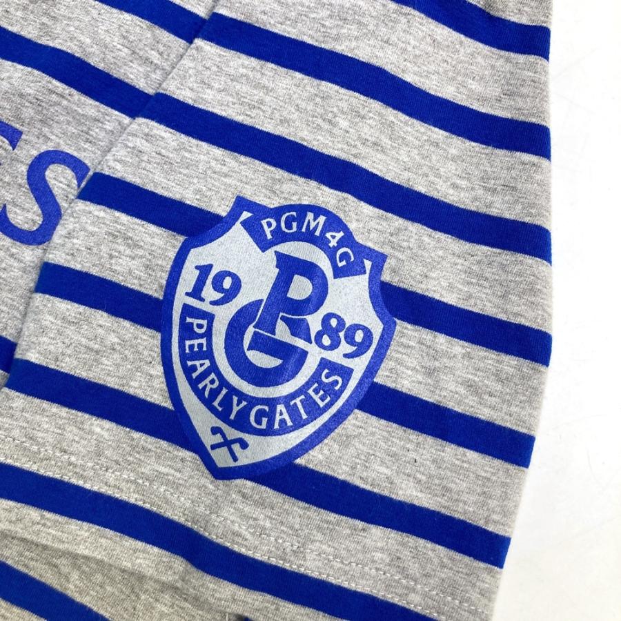 サイズ：4 PEARLY GATES パーリーゲイツ  ハイネック 半袖Tシャツ ボーダー柄 グレー系 [240101478465] ゴルフウェア メンズ ストスト サイズ：4 PEARLY GATES パーリーゲイツ ハイネック 半袖Tシャツ