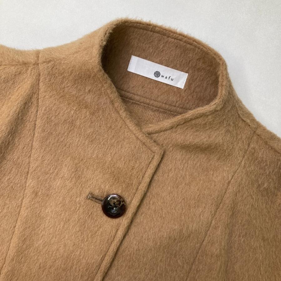 wafu. コート ウール モヘア ポンチョ wafu ワフ ウール モヘア混 コート ポンチョ ブラウン系 レディース
