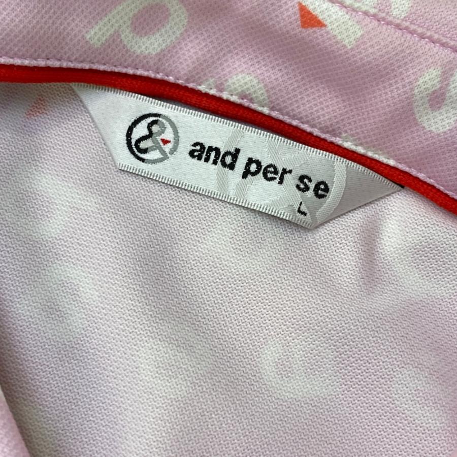 AND PER SE アンパスィ 半袖ポロシャツ ボタンダウン 総柄