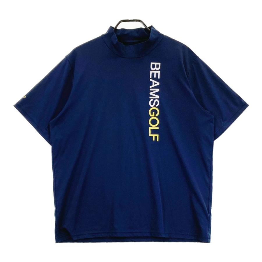 サイズ：XL BEAMS GOLF ビームスゴルフ  ハイネック 半袖Tシャツ  ネイビー系 [240101427955] ゴルフウェア メンズ ストスト BEAMS GOLF（ビームス ゴルフ） ハイネック 半袖Tシャツ ネイビー系 XL