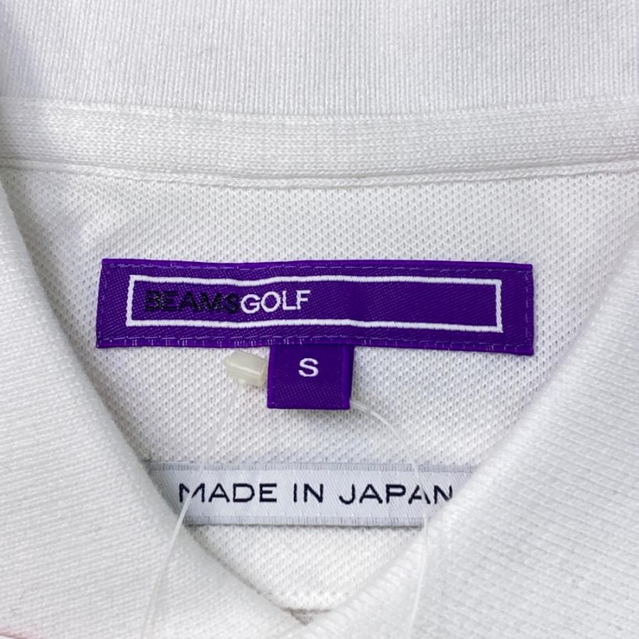 【新品】BEAMS GOLF ビームスゴルフ  半袖ポロシャツ 刺繍  ホワイト系 S ゴルフウェア メンズの画像