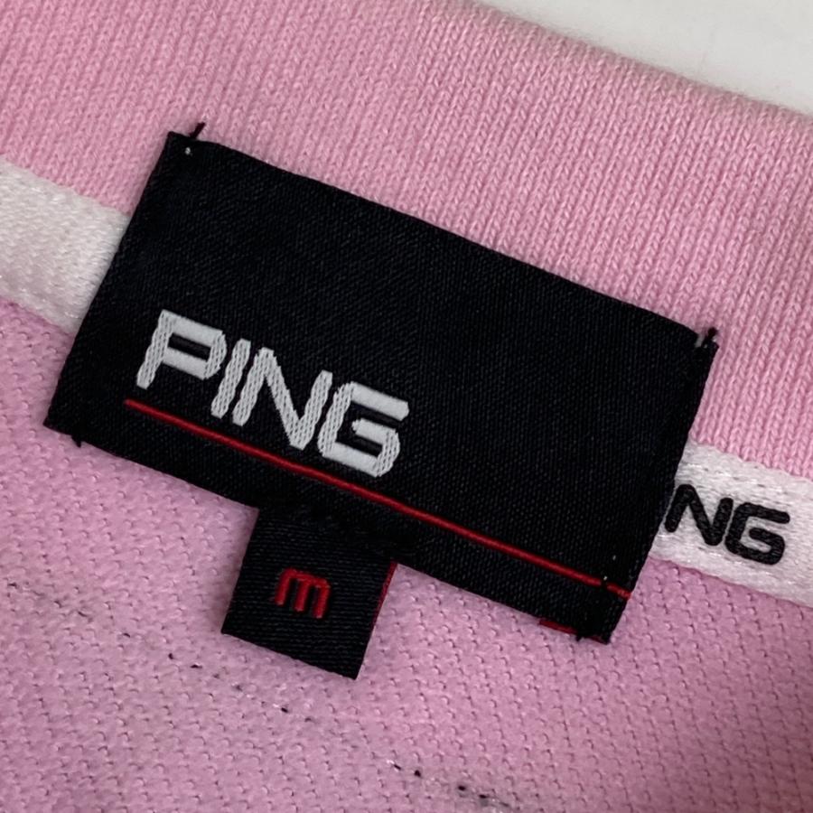 PING ピン 2024年モデル 半袖ポロシャツ ロゴライン ピンク系 M ゴルフ