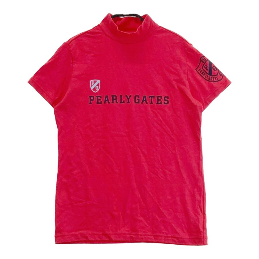 サイズ：1 PEARLY GATES パーリーゲイツ  ハイネック半袖Tシャツ  レッド系 [240101430138] ゴルフウェア レディース ストスト PEARLY GATES パーリーゲイツ ハイネック 半袖Tシャツ レッド系