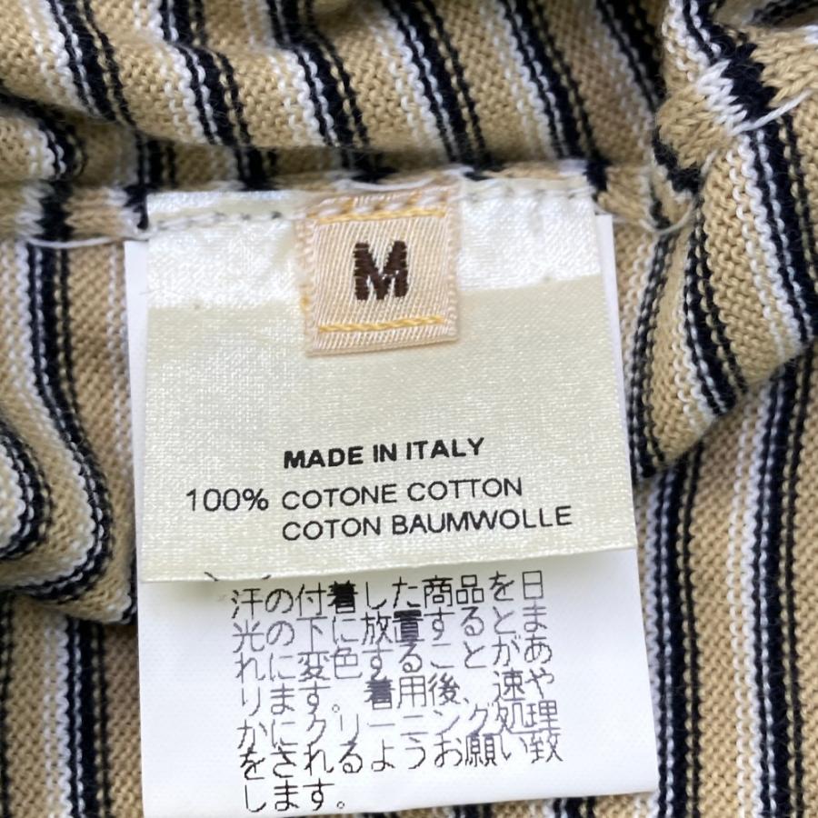 HERMES エルメス 半袖ニット コットン ボーダー柄 ブラウン系 M メンズ