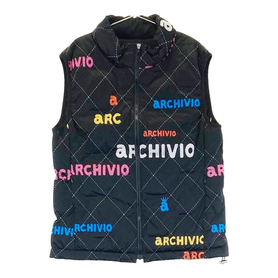 未使用級　近年　アルチビオ　中綿　総柄　ベスト　ブラック　40　L ARCHIVIO アルチビオ 中綿ベスト 総柄 ブラック系 40 ゴルフ