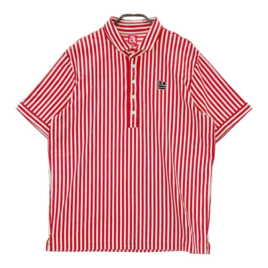ARCHIVIO ストライプ ポロシャツ L ARCHIVIO アルチビオ 半袖ポロシャツ ストライプ柄 レッド系 50 ゴルフ