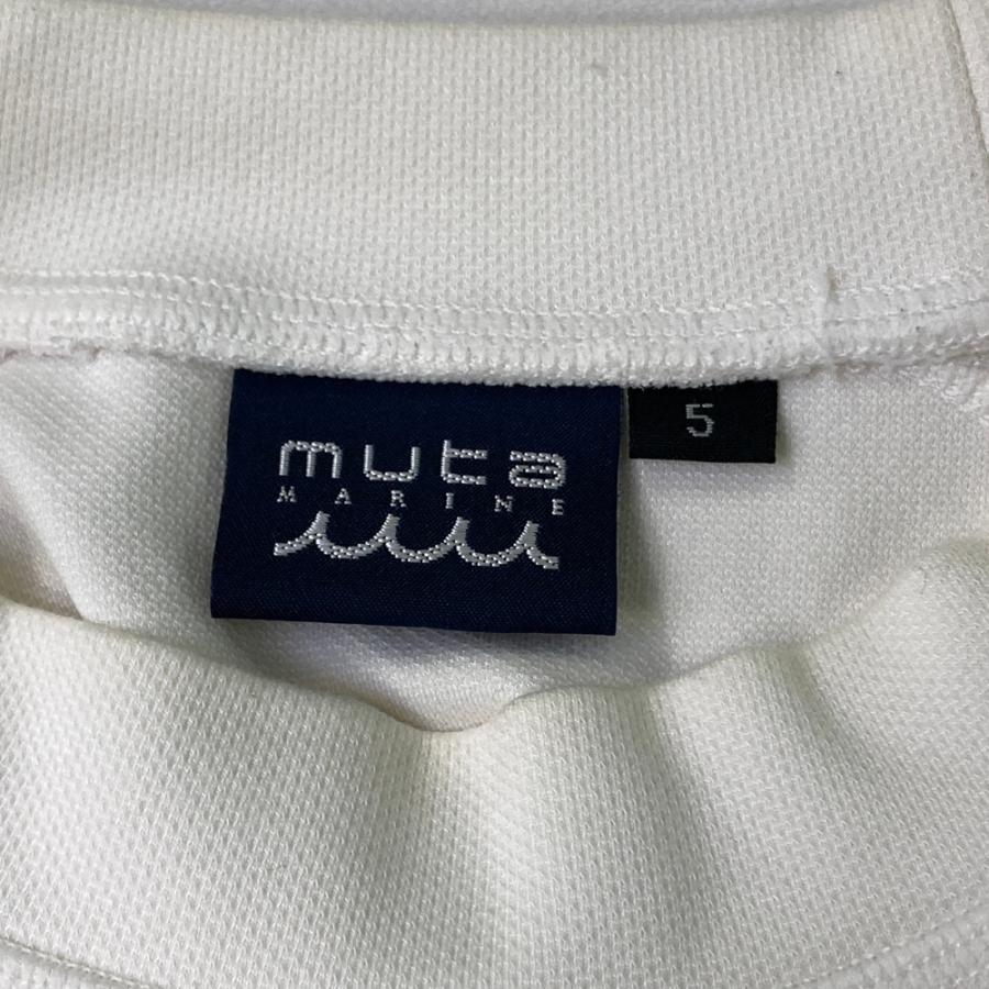 MUTA MARINE ムータマリン ハイネック長袖Tシャツ 袖ライン ホワイト系