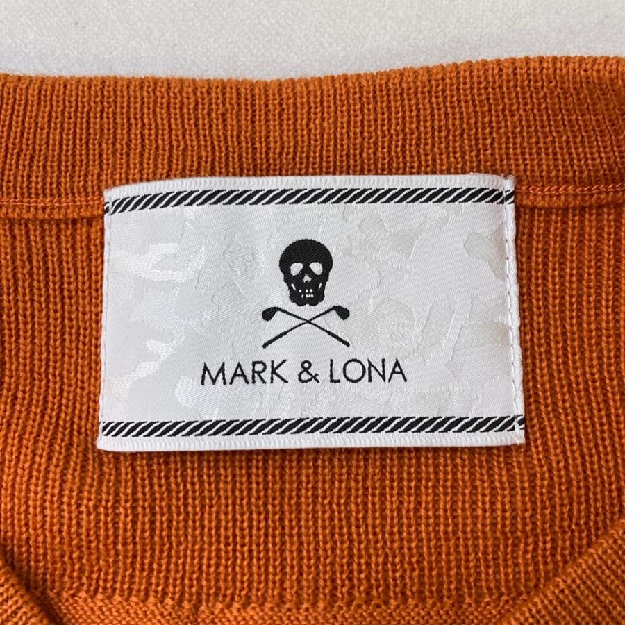 MARK\u0026LONA マークアンドロナ  ウール混 Vネック ニットセーター  オレンジ系 48 ゴルフウェア メンズの画像