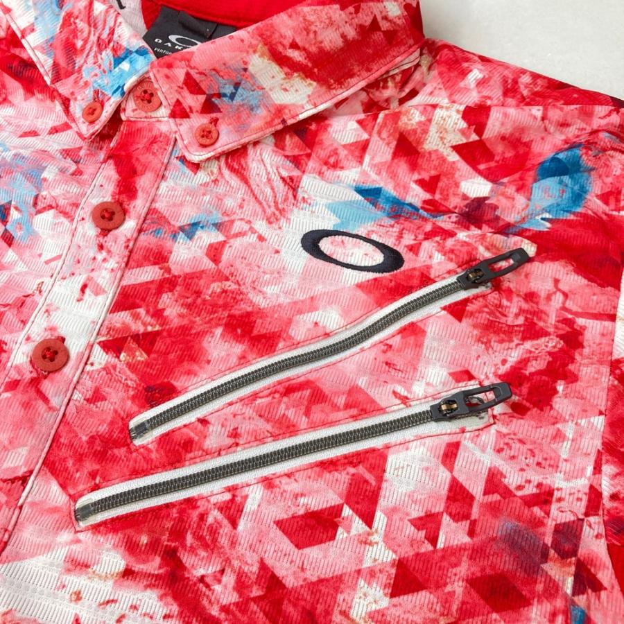 OAKLEY オークリー 半袖ポロシャツ ボタンダウン スカル刺繍 総