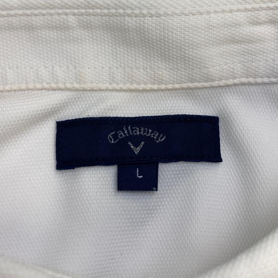 サイズ：L CALLAWAY キャロウェイ  半袖ポロシャツ チェック柄 ホワイト系 [240101497540] ゴルフウェア メンズ ストスト CALLAWAY キャロウェイ 半袖ポロシャツ チェック柄 ホワイト系 L