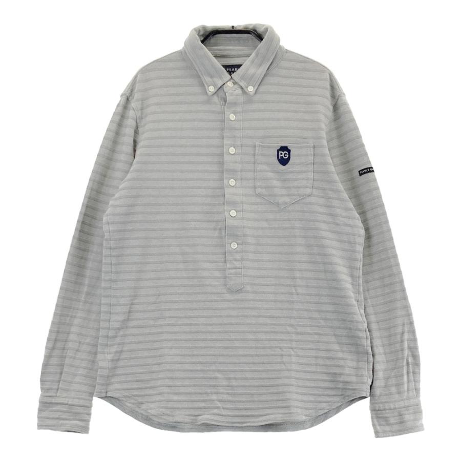 パーリーゲイツ リブワッフル ボタンダウン長袖ポロシャツ（D.NAVY／5） PEARLY GATES パーリーゲイツ 長袖ポロシャツ ボタンダウン ボーダー柄