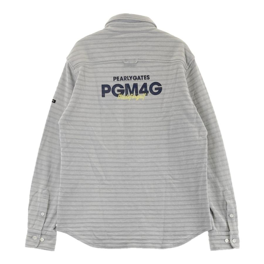 美品 パーリーゲイツ ポロシャツ 総柄 23SS ゴルフ ウェア グレー 6 PEARLY GATES パーリーゲイツ 長袖ポロシャツ ボタンダウン ボーダー柄
