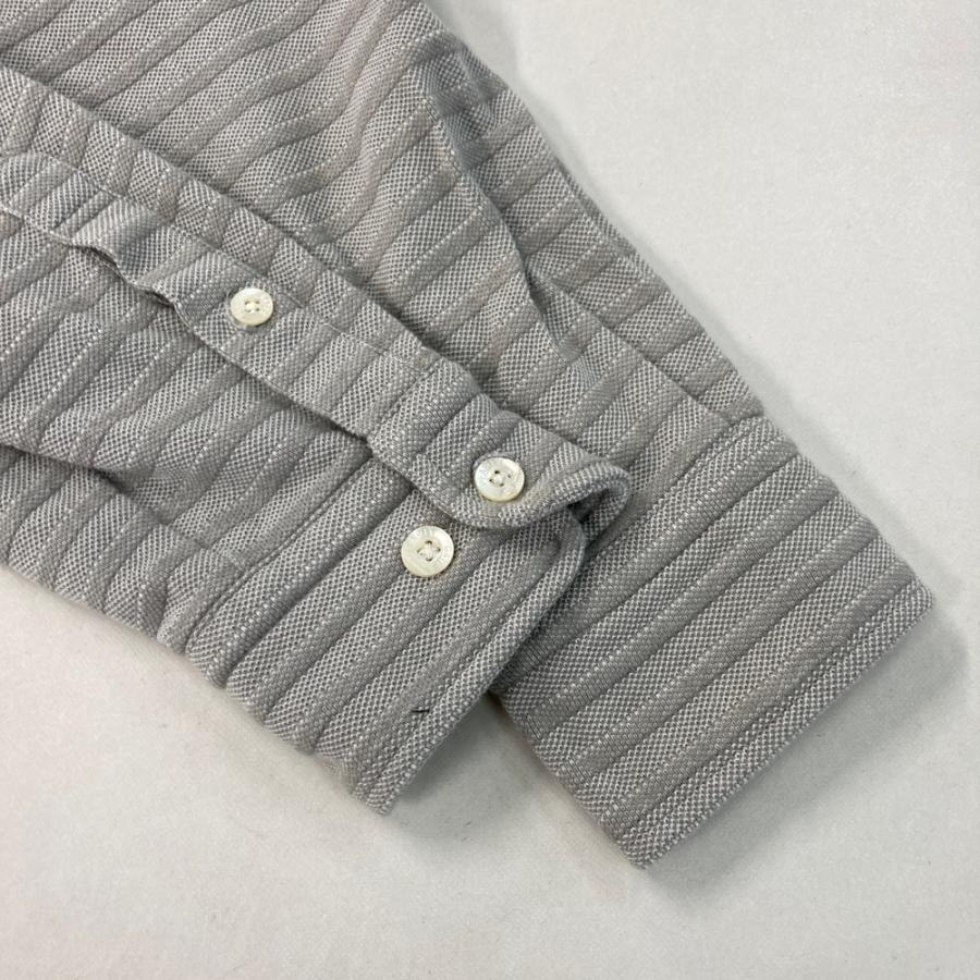 美品 パーリーゲイツ ポロシャツ 総柄 23SS ゴルフ ウェア グレー 6 PEARLY GATES パーリーゲイツ 長袖ポロシャツ ボタンダウン ボーダー柄