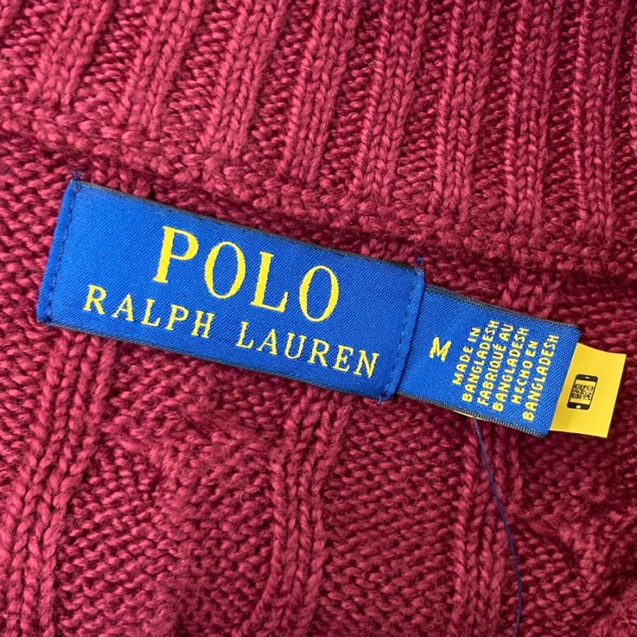 LAUREN RALPH LAUREN ハーフジップ ニット　　赤　紺　L ポロ ラルフローレン ボーダー ハイネック ハーフジップ コットン
