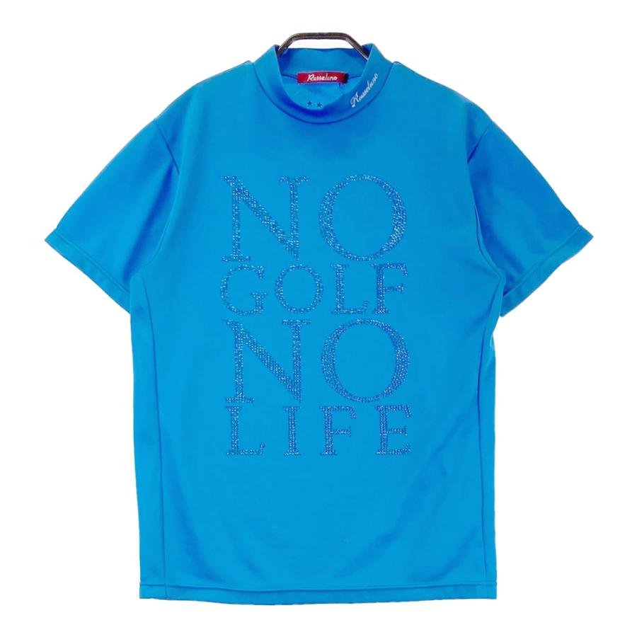 サイズ：M RUSSELUNO ラッセルノ  ハイネック 半袖Tシャツ  ブルー系 [240101487874] ゴルフウェア メンズ ストスト RUSSELUNO ラッセルノ ハイネック 半袖Tシャツ ブルー系 M