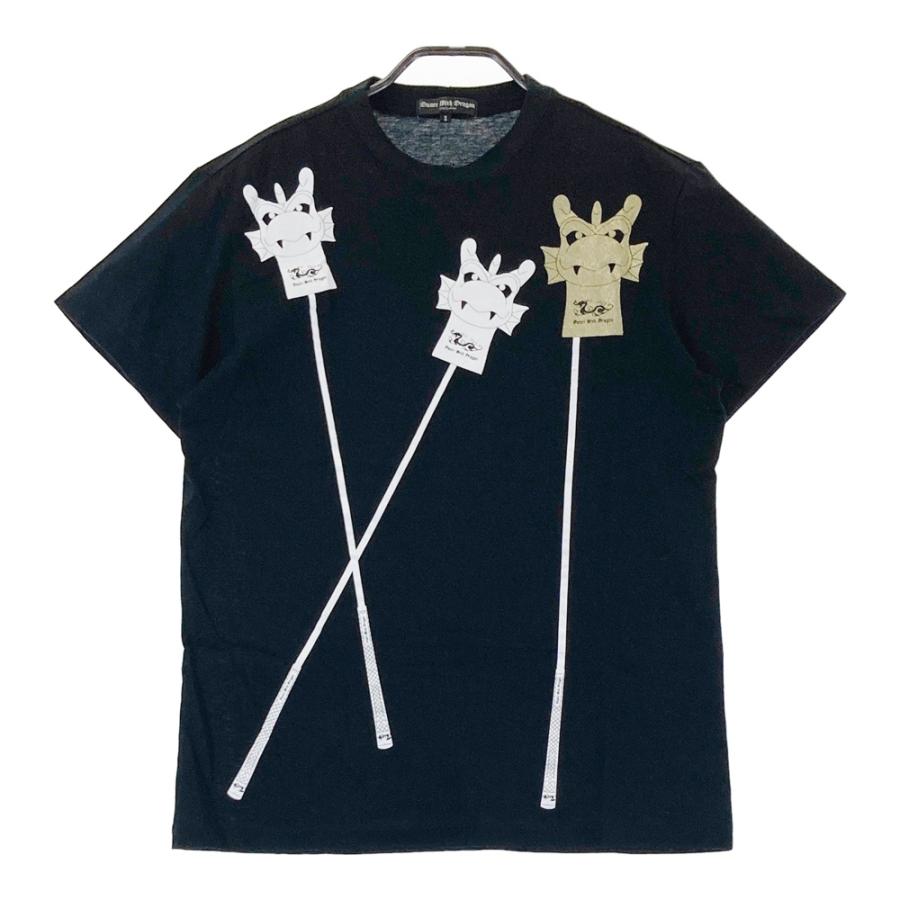サイズ：2 DANCE WITH DRAGON ダンスウィズドラゴン  半袖Tシャツ チビドラ  ブラック系 [240101488062] ゴルフウェア メンズ ストスト DANCE WITH DRAGON ダンスウィズドラゴン 半袖Tシャツ チビドラ