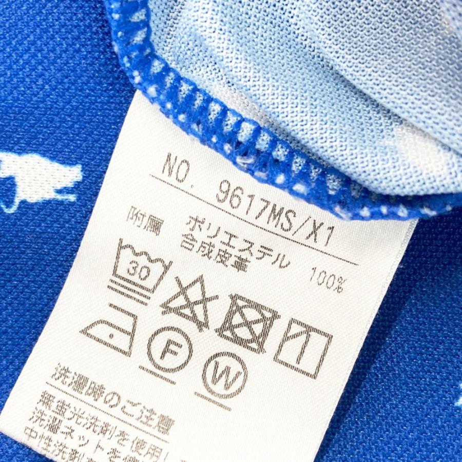 AND PER SE アンパスィ 半袖ポロシャツ ボタンダウン 総柄 ブルー系 M