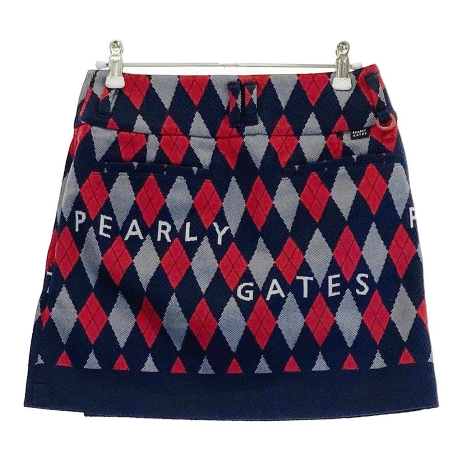 サイズ：0 PEARLY GATES パーリーゲイツ 2023年モデル ラップスカート ダイヤ柄 ネイビー系 [240101489432] ゴルフウェア レディース ストスト PEARLY GATES（パーリーゲイツ） 2023年モデル ラップスカート ダイヤ