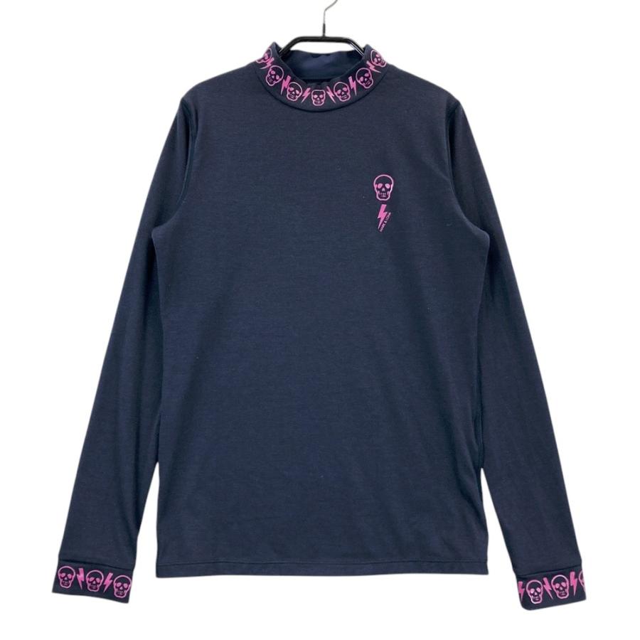 サイズ：WS MARK&LONA マークアンドロナ  ハイネック 長袖Tシャツ  ネイビー系 [240101491316] ゴルフウェア レディース ストスト MARK&LONA マークアンドロナ ハイネック 長袖Tシャツ ネイビー系 WS